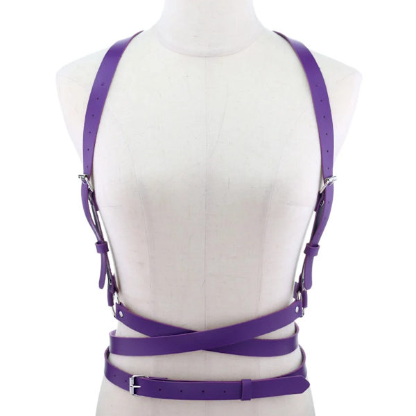 Europeisk och amerikansk PU Korsett Midjebälte Bröstrem Personlighet Trend Kroppssele Rem Sexig Sling Punk Gothic Bälte Purple One size