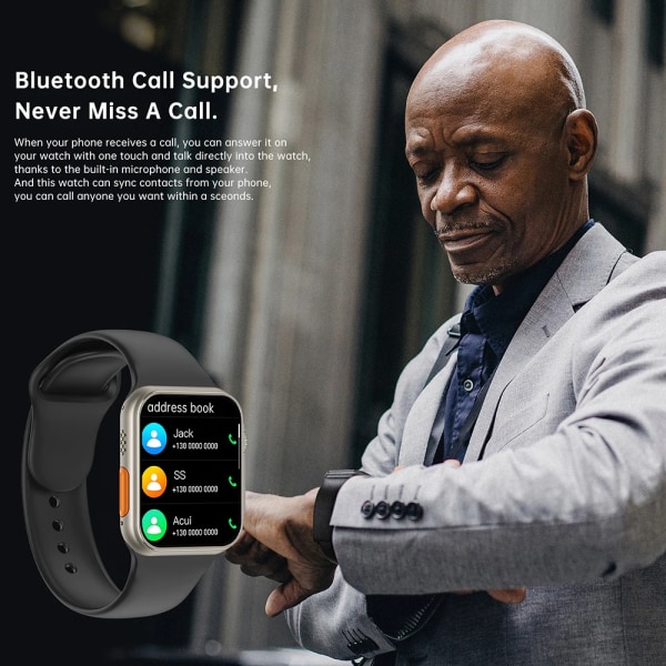 Smart Watch Ultra Series 8 NFC 49mm Smartwatch Herr Dam Bluetooth Call Vattentät Trådlös laddning HD-skärm för Apple BlackHY-BlackGS
