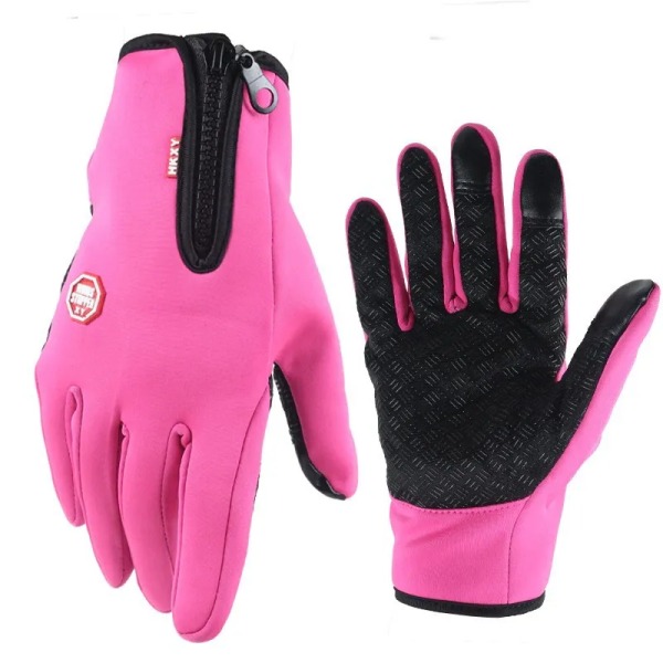 WinterThermal Cykelhandskar Cykel Varm Pekskärm Full Finger Handske Vattentät Utomhus Cykel Skidåkning Fiske Motorcykelridning Pink S