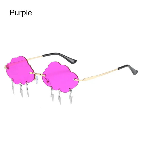 Cykelsolglasögon i molnform utan båg med blixthänge Dammärkesdesigner Lyx Rolig UV400 solglasögonskydd Purple
