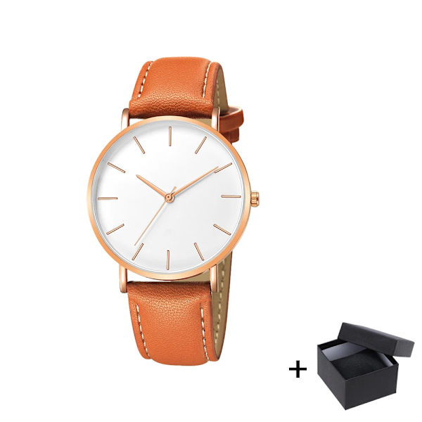 Watch 2022 Lyxmode Enkel Armbandsur Läder Guld Urtavla Casual Man Brecalet Quartz Clock Vip-länk för droppe 567 Brown white