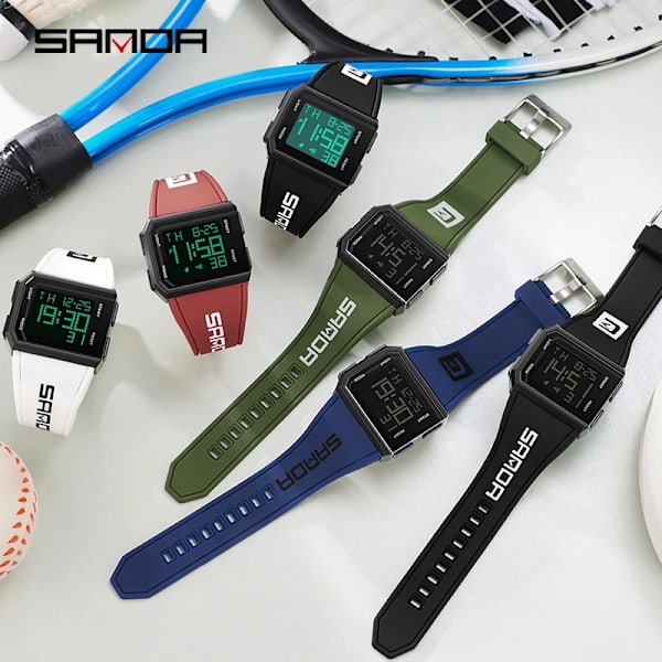 SANDA Digital Watch Herr Militär Armé Sport Kronograf Datum Vecka Original Armbandsur 30m Vattentät Man Elektronisk Klocka 9003 SD900305 without box