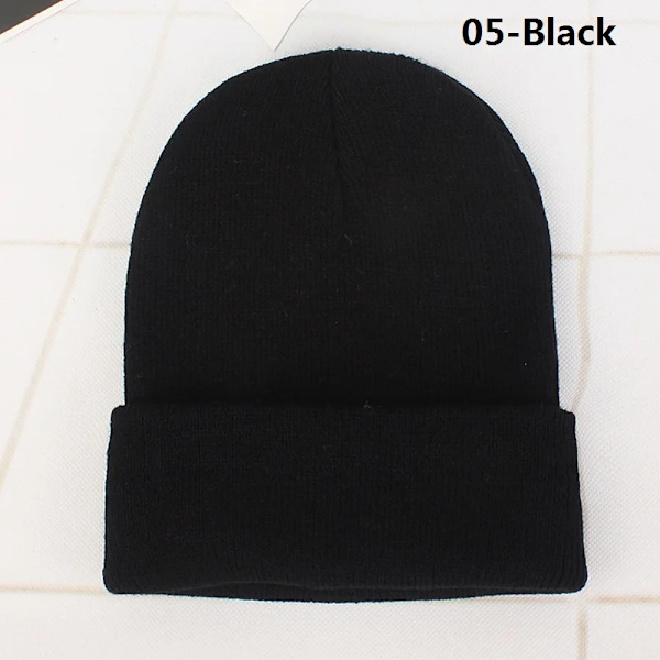 Mössa Vinter för Kvinnor Män Pojkar Flickor Virkad Skullies Hatt Enfärgad Unisex Höststickad Mössa Cap Vilda Tillbehör black Head 45-60cm