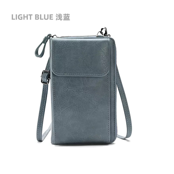 Buylor Hasp Mode Crossbody-väska Liten mobiltelefonväska Damväska PU-läderkorthållare Lyxig axelrem för handväska Blue 18x11x5cm