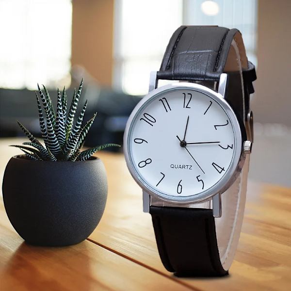 Herrklockor Top Lyx Watch Watch Man Klocka B white surface black belt