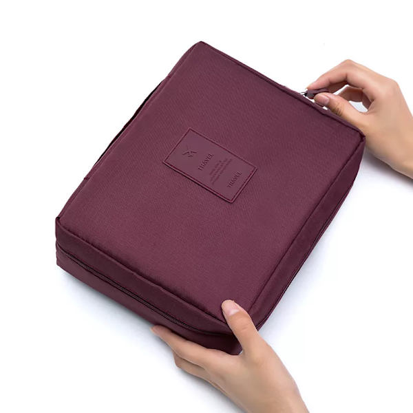 SOBU Vattentät Bärbar Dragkedja Kosmetikväska dot beauty Case Make Up Tas Plånbok Organizer Förvaring Resetvättpåse K1049 Wine Red