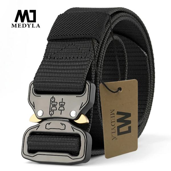 MEDYLA Officiellt äkta herrbälte Utomhussport Nylon Metallspänne Bälte Fritid Bergsbestigningsbälte Nödöverlevnadsbälte Combination 2 120cm