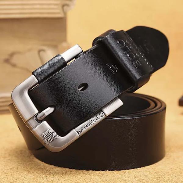 Nytt högkvalitativt lyxmärke äkta läderbälte Herr Svart Pin Spänne Designe Business Bälten Band cinturones para hombre 2022 BSilver buckle Black 100cm
