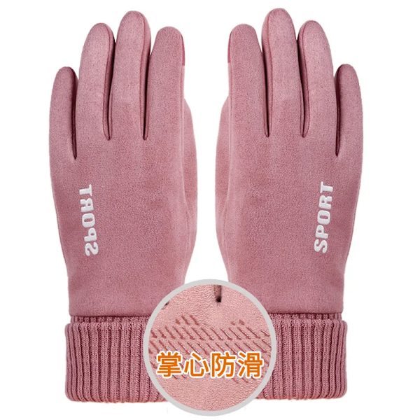 Thermal vinter Damhandskar Herr Cykelcykelhandskar Handvärmare Fleecefodrade Guantes Helfingervantar Pekskärm Vattentät Style3 Pink