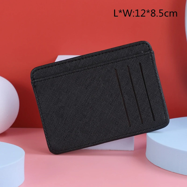 PU-läder Dam-ID Kreditbankkortshållare Dragkedja Smal plånbok Mode Liten myntväska Pengar Clip- case Cover C Black