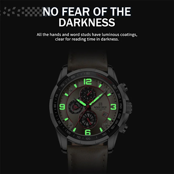 2022 Toppmärke Lyx NAVIFORCE 100% Original Watch För Herr Multifunktion Sport Vattentät Man Quartz Armbandsur Klocka SBBN
