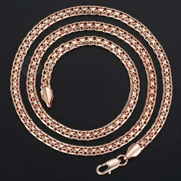 585 Rose Gold Colour Halsband för Kvinnor Män Bismark Hammered Link Chain Mode Smycken Tillbehör 5 mm GN452A CN01 24inch 60cm