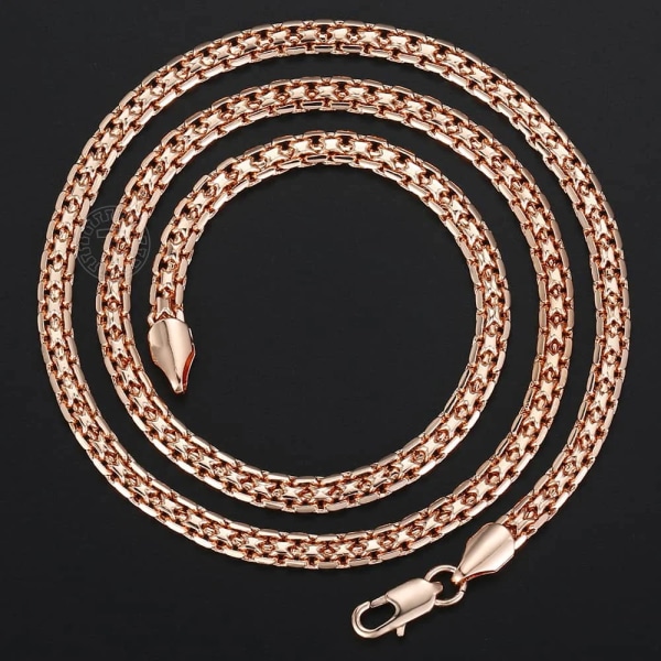 585 Rose Gold Colour Halsband för Kvinnor Män Bismark Hammered Link Chain Mode Smycken Tillbehör 5 mm GN452A CN04 20inch 50cm