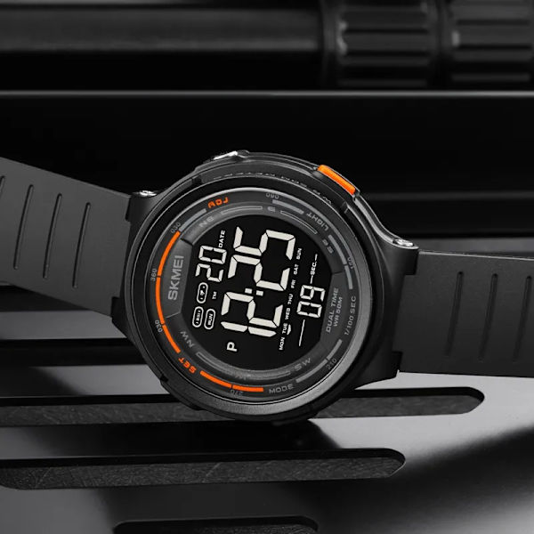 SKMEI Nytt LED-ljus Digital Herr Sportklockor Count Down 5Bar Vattentätt Armbandsur För Herr Man Klocka Watch hombre 1841 grey with strap box
