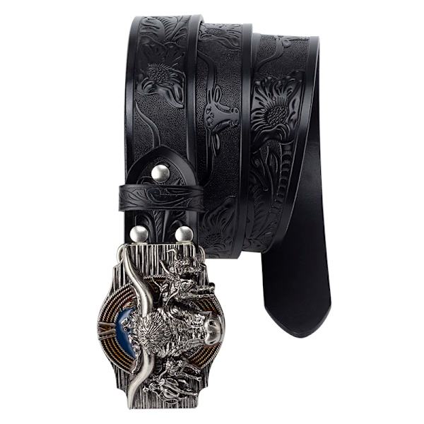 Komönster bälte äkta läder Fritid Cowboy Big Agio Cow Bronze Black 115cm