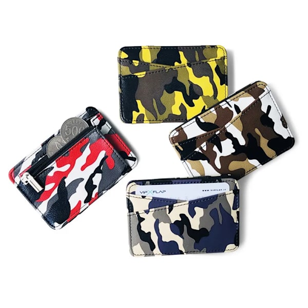 Ultra Slim Camouflage Magic Plånböcker för Kvinnor Män PU Läder Mini ID-kortshållare Myntplånböcker Resor Case Clip Cover Horizontal White