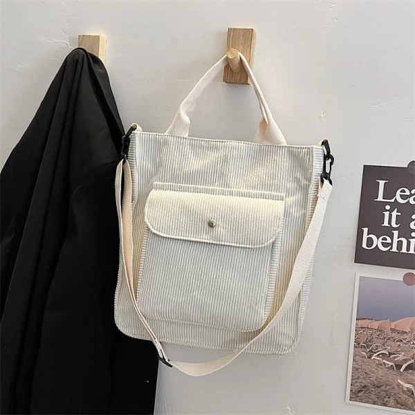 Manchesterväska för kvinnor Shopperväska Designerhandväska Höst och vinter Flickor Studentbokväska Kvinnlig Canvas Axelväska White