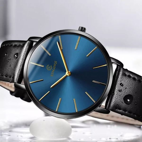 2022 Minimalistisk watch Ultratunna herrklockor för män Mode Enkel watch Läderklocka Reloj Hombre Relogio black 2