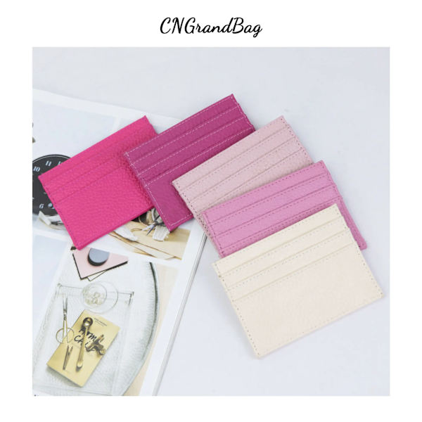Anpassad 100 % koläder Pebble Mönster Kreditkortshållare Smal plånbok Män Kvinnor Plånbok Pocket Card Custom Initial Letters Case pink 0695