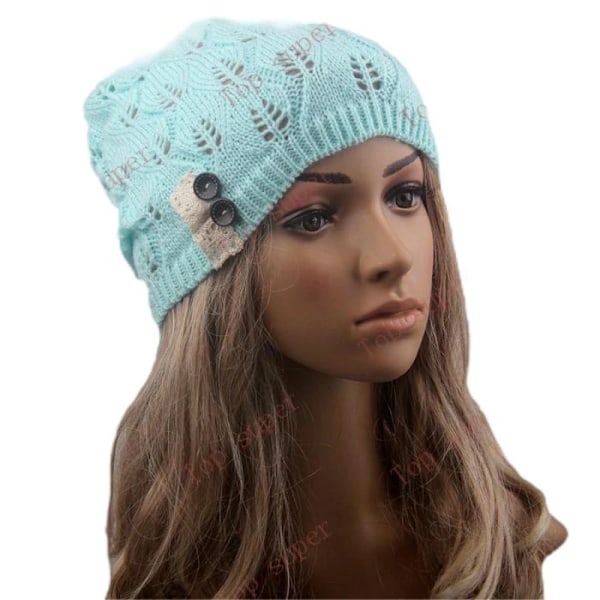 Damernas Mode Beanie Stickad Höst Turbanhatt Knapp Hål Ut Kvinnor Spets Mössa Kvinnliga Skullies Beanies Hattar Vår Stickad Mössa Red