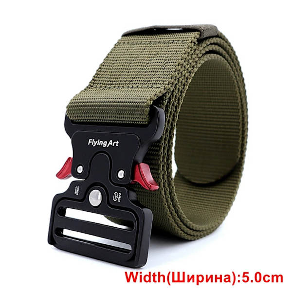 125-145CM taktiskt armébälte Militärträning Battle Nylon midjebälte Överlevnadstillbehör Krok Automatiska metallspännen för män 5.0cm Green belt 125cm