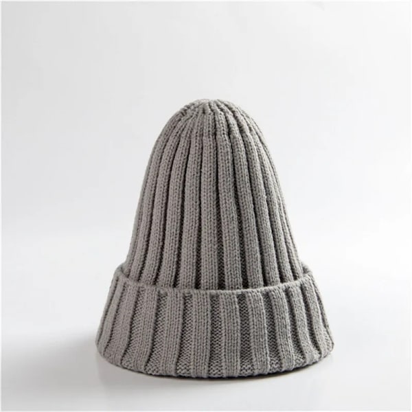 Unisex Bomullsblendade Varma Mjuka Stickade Mössor Hip Hop Vintermössor Beanies För Flickor Höstmössor Skullies Beanies Gray