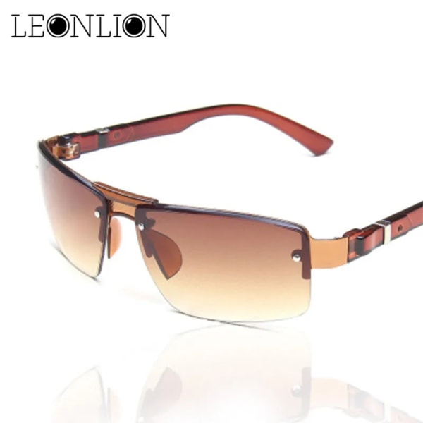 LeonLion 2023 New Metal Solglasögon Man Klassiska Stora Ram Solglasögon Vintage Brand Designer UV400 utomhus körglasögon Double Grey