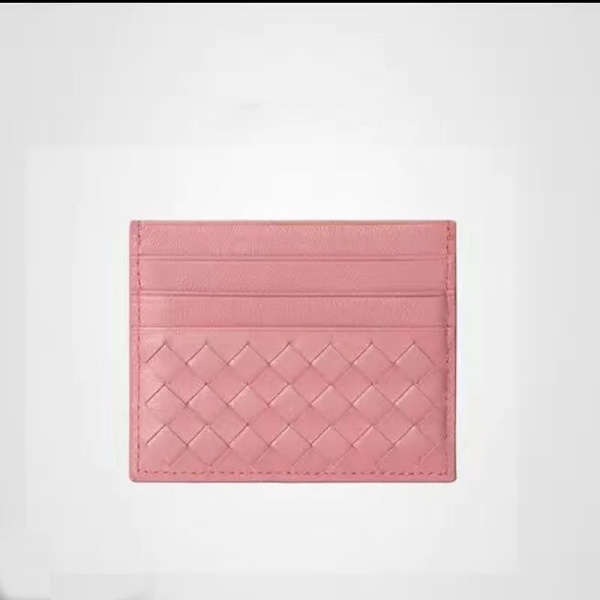 Lyxigt fårskinnskreditkort Ultratunt mäns kvinnliga korthållare Vävt case ID-väska Man Organizer Visitkort Holde Pink