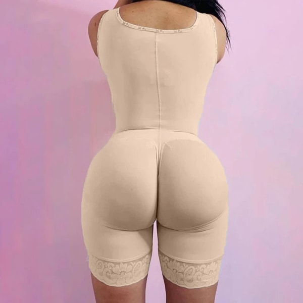 Höfter & rumpa Frontstängning Charmiga kurvor Elastiskt Mesh Tyg Bantning Fajas Spets Body Shaper Pink XL