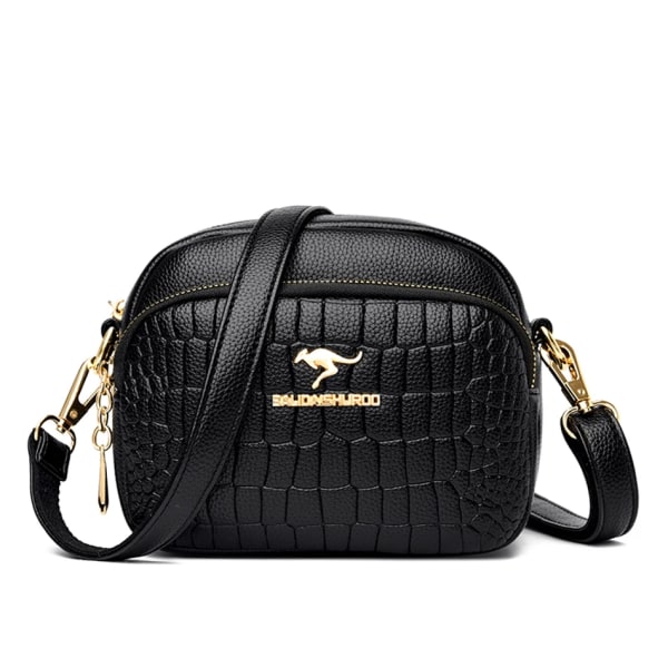 Kvinnors mini-krokodilmönster Crossbody-väskor Vintermodedesigner Axelväskor och väskor PU-läder Messenger Sac Black