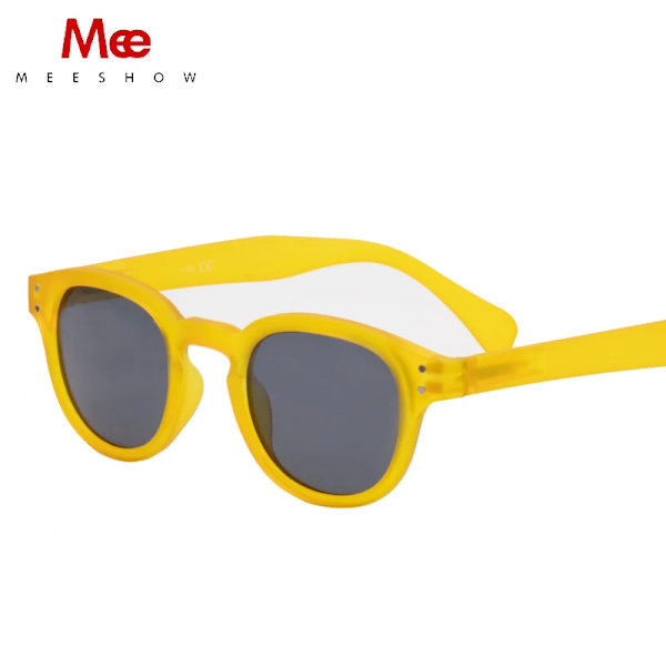 Meeshow Design 2023 Män Kvinnor Retro Mode Solglasögon kristall Design Rund Båge 100 % UV-skydd Nylon Lins Solglasögon Yellow Sunglasses