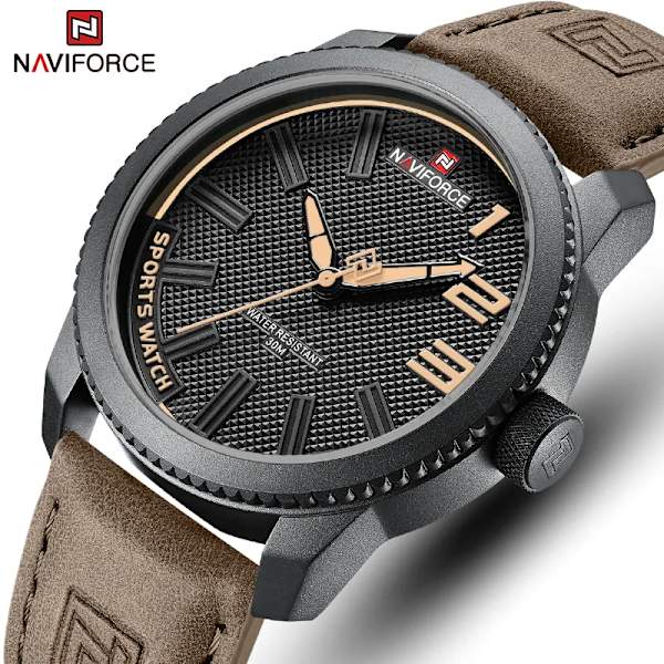 NAVIFORCE Toppmärke watch för män Militär sportklockor i läder Man Casual Vattentät manlig klocka 2022 Ny watch B GN GN With Box