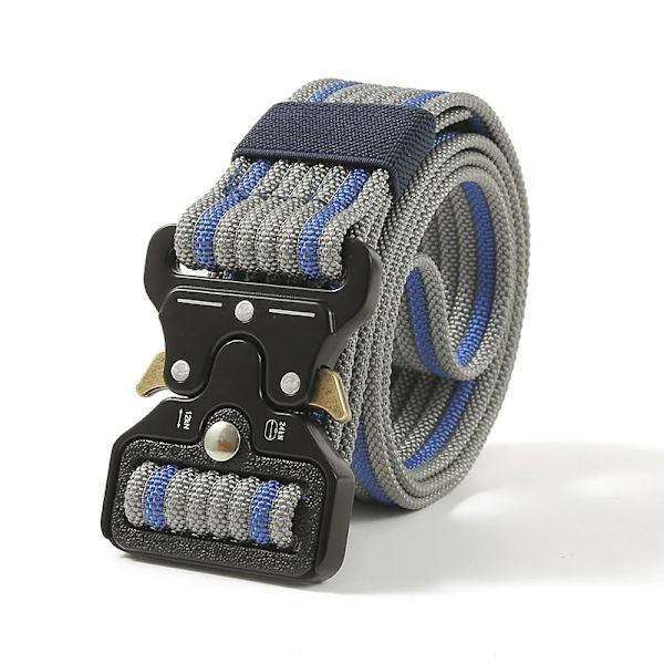 Army Style Stridsbälten Snabbkoppling Taktiskt bälte Mode Män Militär Canvas Midjeband Utomhus Jakt Vandringsredskap blue grey stripes ZS 3.8cm X 125cm