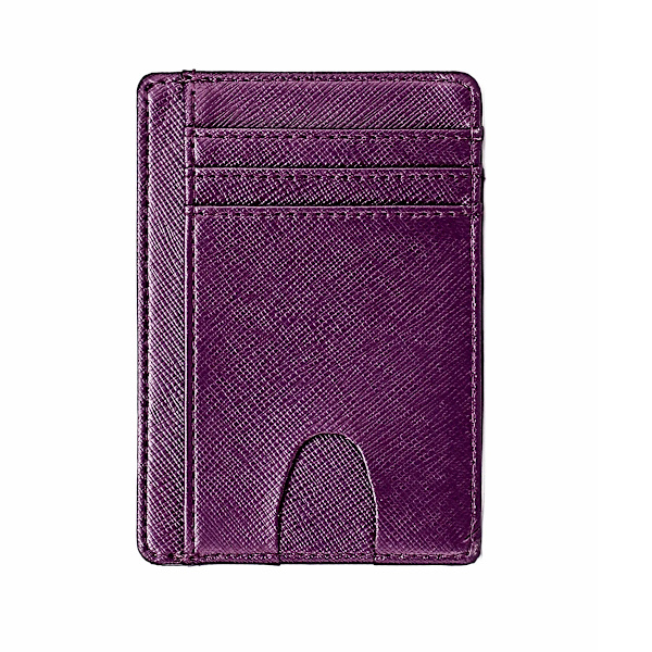 Män Minimalistisk Slim Korthållare Mikrofiber Läderkort Plånbok Line Ultra Tunn Mini Liten Rfid ID-korthållare Handväska Man Kvinnor Crisscross Purple