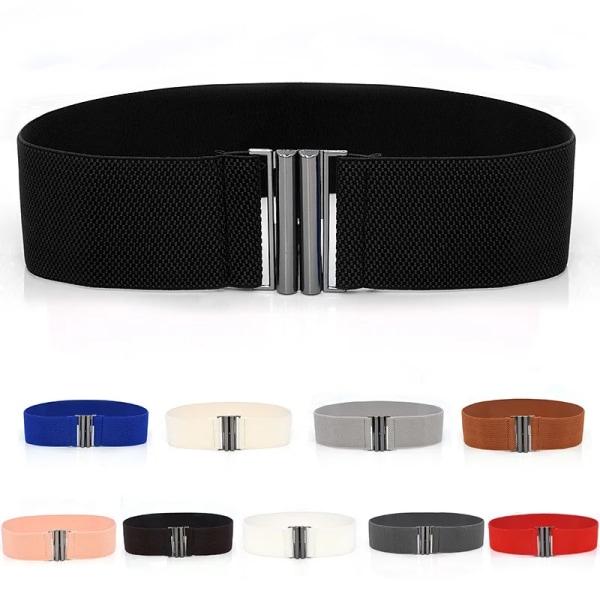 Brett resårbälte Enfärgad korsettbälte Metallspänne Dammode Cummerband Stretch Cinch midjeband Dam midjebälte style 1-camel One Size