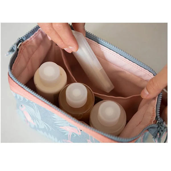 Nytt mode kosmetikaväska Dam Vattentät Flamingo sminkväskor Organizer Toalettpaket Bärbara sminkväskor Kosmetolog Brown flower