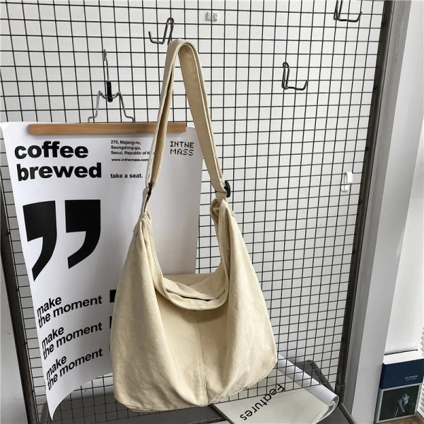 Kvinnor Canvas Axelväskor Stor kapacitet Tjock bomullstyg Böcker Handväska Tote Solid Crossbody-väska Stor reseväska för damer Black