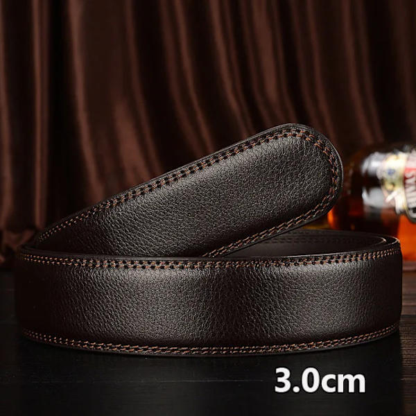 3,0 cm 3,5 cm bred utan spänne koläder Automatisk bälte kroppsrem utan spännbälten Herr bra kvalitet manliga bälten Coffee 3.0cm 115CM