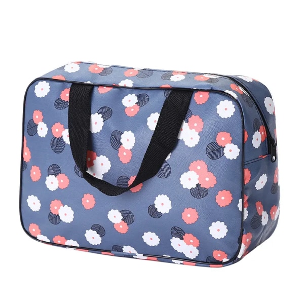 Ny flicka utanför resor Toalettväska Case Kvinnlig dragkedja Sminkväska Organizer Mode Print Kvinnor Tote Stor kosmetisk väska Blue Flower