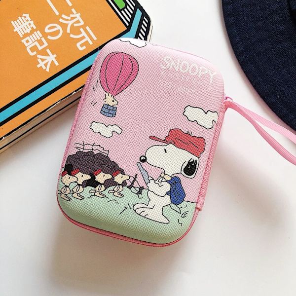 Snoopy Mini Bärbar Hörlursväska Myntväska Hörlurar USB case Förvaringslåda Plånbok Bärväska Väska Hörlurstillbehör Snoopy 3