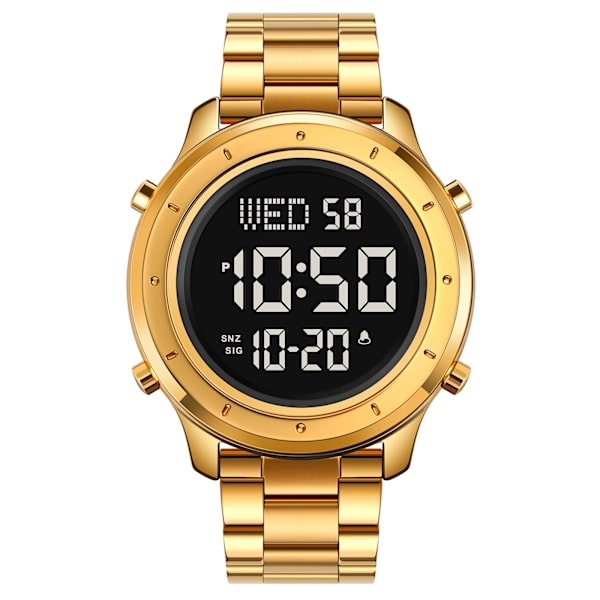 SKMEI LED Light Stoppur Sportklockor Herr Multifunktion 3Bar Vattentät Countdown Calendar Digital Armbandsur reloj hombre Steel Strap 3