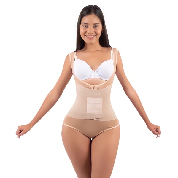 Triangelformkläder med kardborrefäst Body Nylon Slät och åtsittande Fajas Body Shapers Dam Korsettväst Beige XS