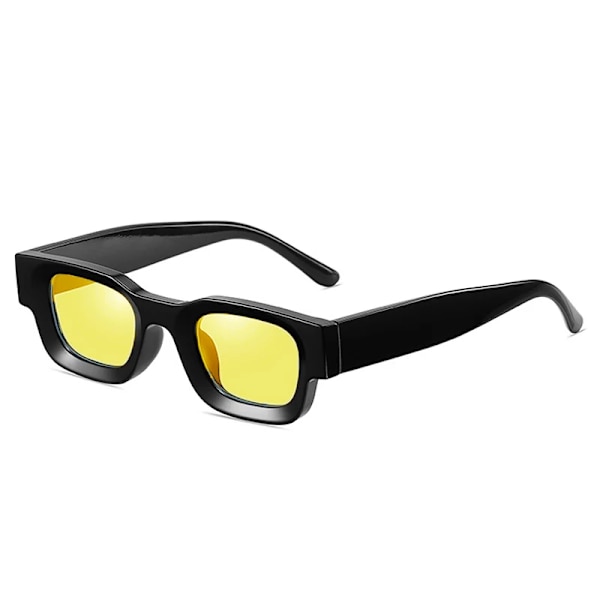 SO&EI Ins Populärt mode Små fyrkantiga polariserade solglasögon Dam Retro Punk Shades UV400 Män Trendiga solglasögon Black yellow As the picture