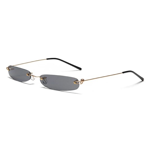 XaYbZc smala solglasögon män båglösa sommar röd blå svart rektangulära solglasögon för kvinnor små ansikte Hot 1-Gold-Black As Picture