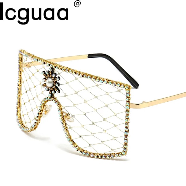 Lyx Diamanter Steampunk Solglasögon Kvinnor Män Oversized Rhinestone Glasögon Gör-det-själv-trender Personlighet Glasögon De Sol Oculos C7 as pictures showed