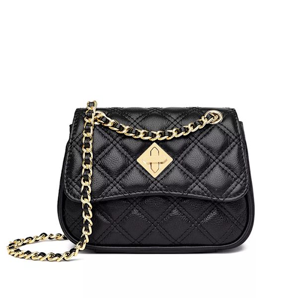 Väska i äkta läder för kvinnor Lyxigt märke Liten handväska för damer Hög kvalitet Naturlig nötkött Kvinnlig axel Crossbody-väskor Tote Black 20cm 7cm 15cm