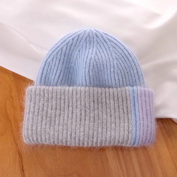 Ny Pom Pom-hatt med moderiktig sömnad i färg - vinterhatt för flickor och kvinnor - varma mössor av hög kvalitet med Pom Pom sky blue only hat 54-60cm