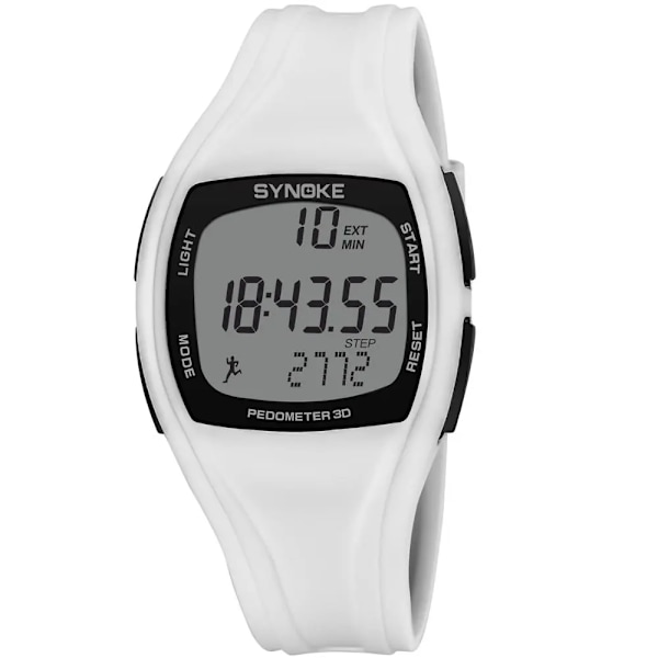 SYNOKE Watch för män Klocka Elektronikklockor Alarm LED Vattentät 3D stegräknare Digital watch Herr relogio masculino White