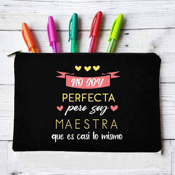 Yo Soy Profesor Cual Es Tu Superpoder Spansk Rese Sminkväska Organizer Presenter Sminkväskor Lärare Canvas Penna Förvaringspåse W01323-TBWH-D