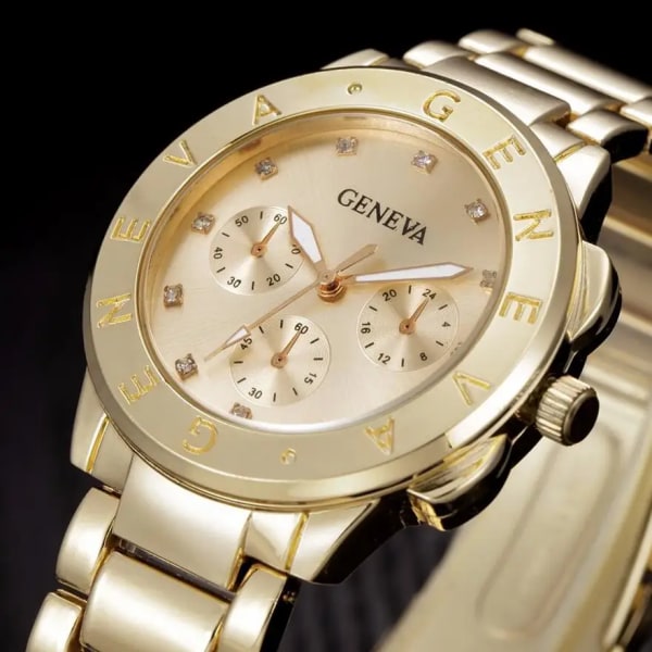 2020 Nya Relogio Feminino Kända varumärke Guld Kristall Geneva Casual Quartz Watch Kvinnor Rostfritt Stål Klänning Klockor Män Klocka Hot As shown-3